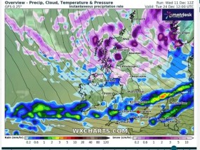 英国降雪地图显示，数百万人将迎来白色圣诞节，因为长期天气预报变成了紫色